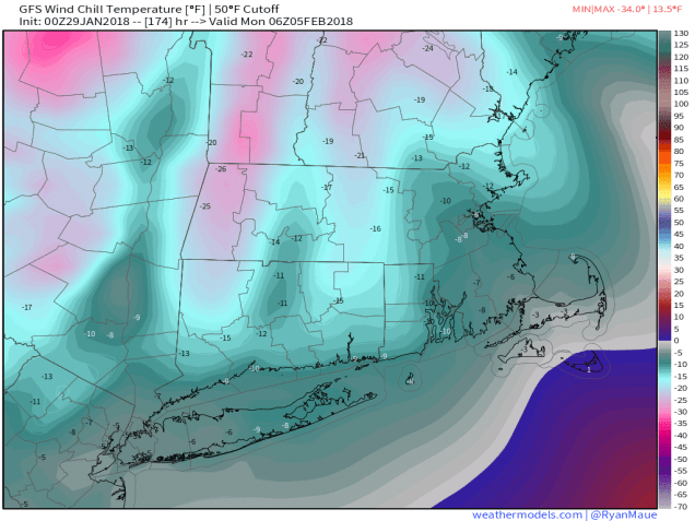 GFS 50-STATES USA Mass &amp; CT &amp; RI Wind Chill Temperature 174
