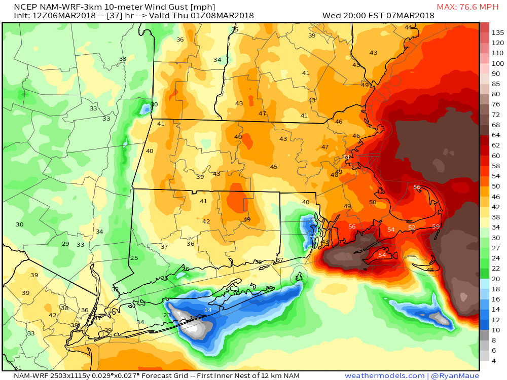 NAM-WRF 3-km Mass &amp; CT &amp; RI 10-m Wind Gust 37