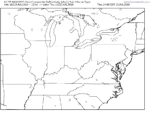 NAM-WRF 3-km null Simulated Radar