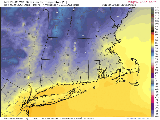 NAM-WRF 3-km Mass &amp; CT &amp; RI 2-m Temperature