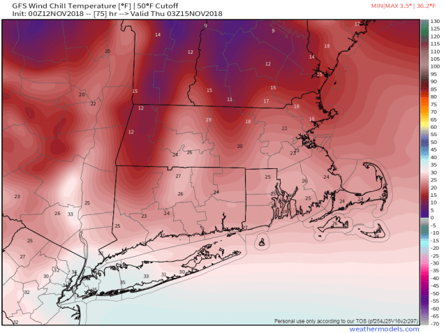 GFS 50-STATES USA Mass &amp; CT &amp; RI Wind Chill Temperature 75